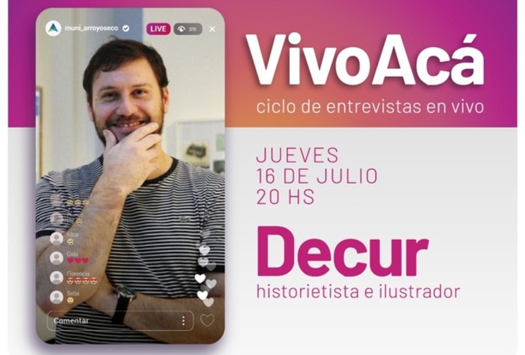 Imagen de Vivo Acá", Ciclo de entrevistas en vivo: Decur, historietista e ilustrador