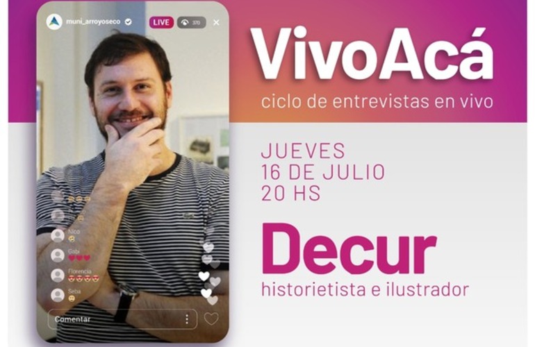 Imagen de Vivo Acá", Ciclo de entrevistas en vivo: Decur, historietista e ilustrador