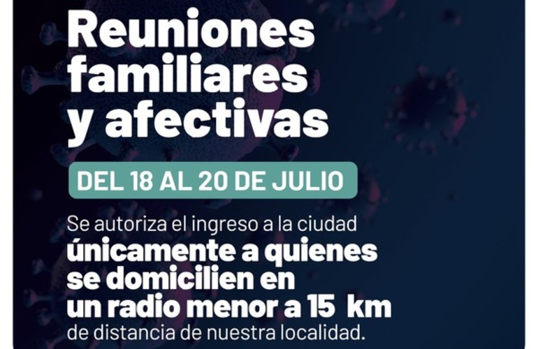 Imagen de Decreto Municipal N°386/2020 por reuniones familiares y afectivas del 18 al 20 de julio