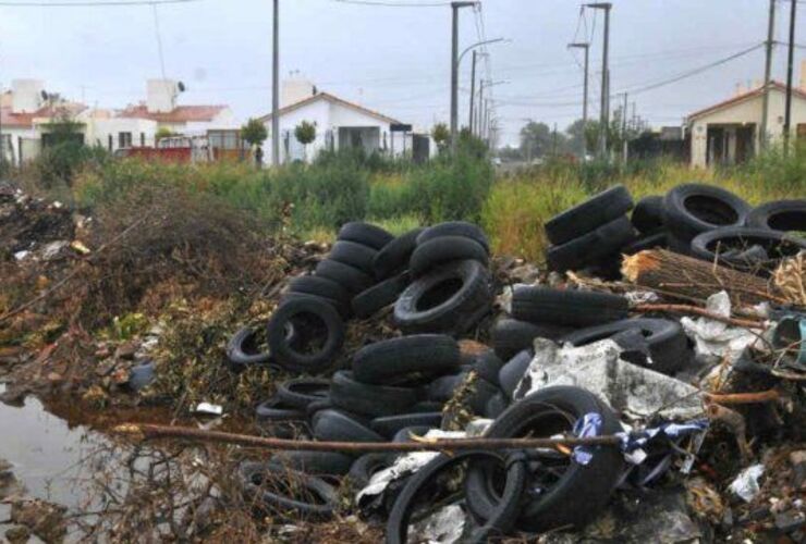 En un basural. En esta población ya no se verán las gomas, que en lugar de ser quemadas se reutilizarán.