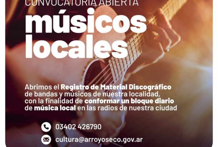 Imagen de Convocatoria abierta a músicos locales para la apertura del registro de material discográfico