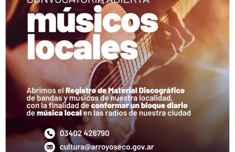 Imagen de Convocatoria abierta a músicos locales para la apertura del registro de material discográfico