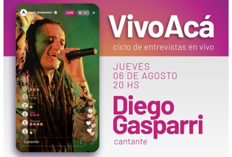 Imagen de Vivo Acá, Ciclo de entrevistas en vivo: Diego Gasparri, cantante