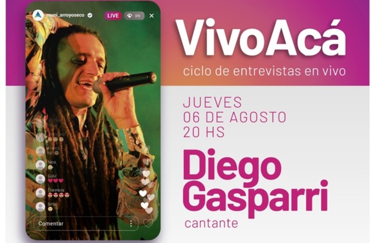 Imagen de Vivo Acá, Ciclo de entrevistas en vivo: Diego Gasparri, cantante