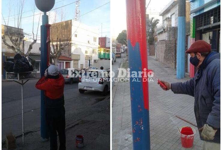 Imagen de Zona centro: Pintura de columnas de alumbrado público sobre calle San Martín