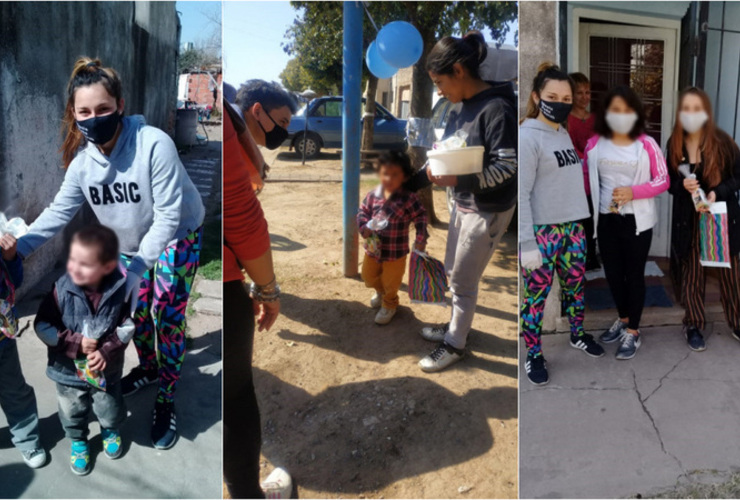 La agrupación regaló presentes a los niños.