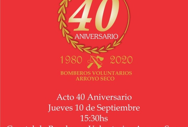 Imagen de 2020, Año del 40 Aniversario de Bomberos Voluntarios