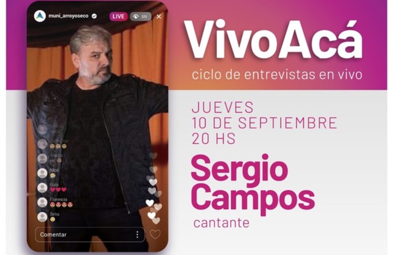 Imagen de Vivo Acá, Ciclo de entrevistas en vivo: Sergio Campos, cantante