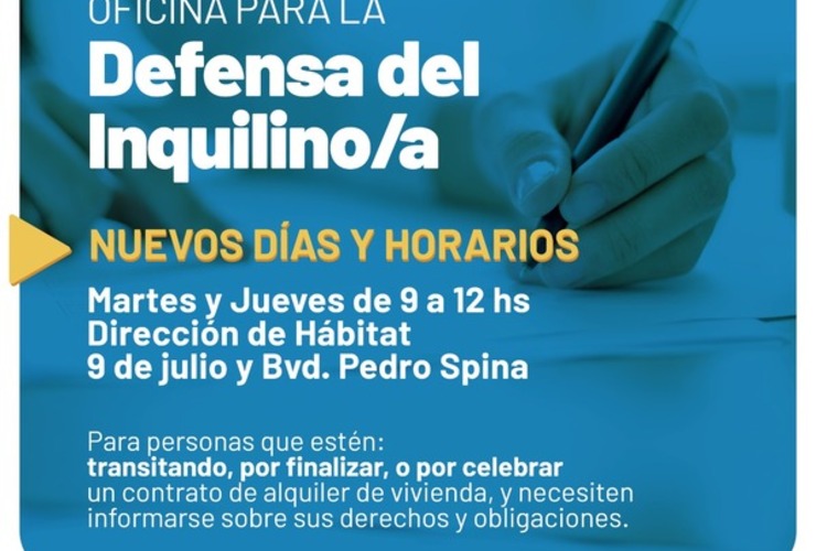Imagen de Nuevos días y horarios para la Oficina de Defensoría del Inquilino/a