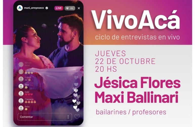 Imagen de VIVO ACÁ, ciclo de entrevistas en vivo: Maximiliano Ballinari y Jésica Flores, bailarines/profesores