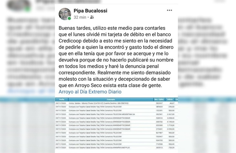 Imagen de Usaron su tarjeta para hacer compras y pagar cuentas