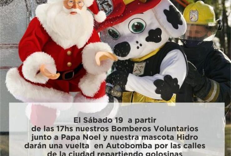 Imagen de Bomberos junto a Papá Noel y a HIDRO