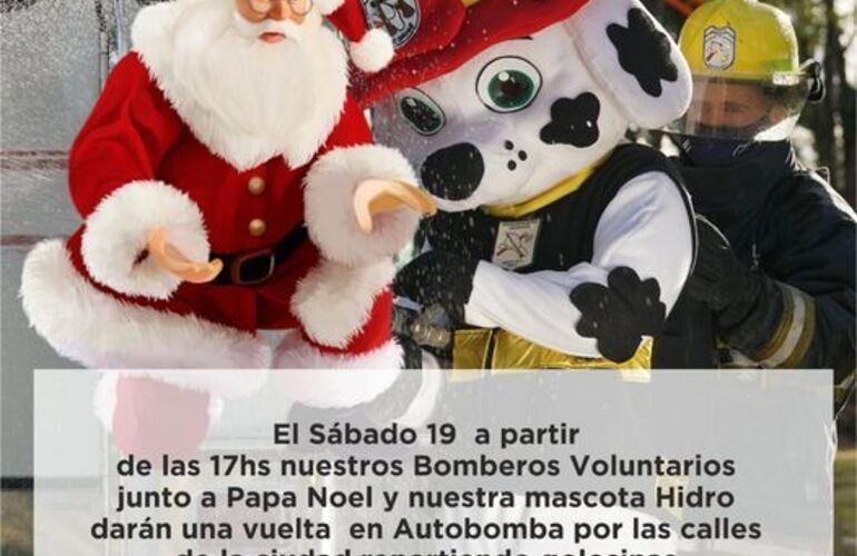 Imagen de Bomberos junto a Papá Noel y a HIDRO