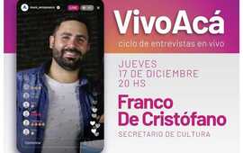 Imagen de VIVO AC&Aacute;: Ciclo de entrevistas en vivo: Franco De Crist&oacute;fano, Secretario de Cultura, Deportes y Educaci&oacute;n