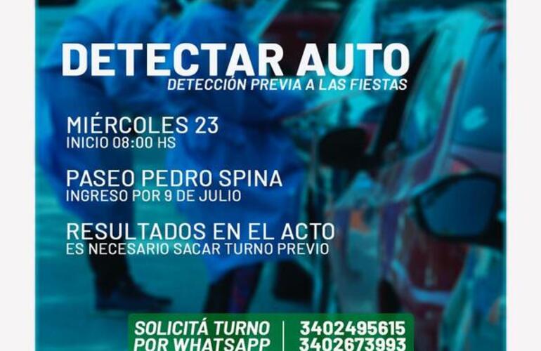 Imagen de Covid-19: ´Detectar Auto´, la iniciativa municipal para realizar detección rápida de coronavirus previa a las fiestas y cuidar a nuestra comunidad