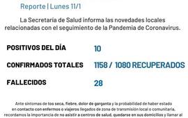 Imagen de Coronavirus: Reporte lunes 11 de enero