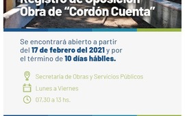 Imagen de Apertura registro de oposici&oacute;n cord&oacute;n cuneta
