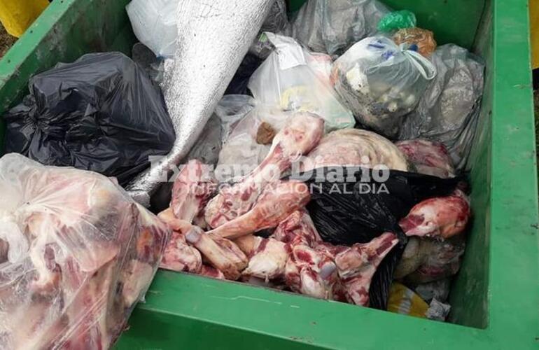 Imagen de Nuevamente encuentran restos de huesos y carne en un contenedor