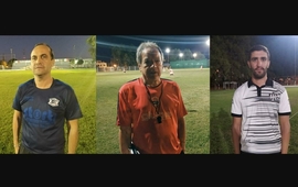 Agosto (ASAC), Yassogna (CAT), y Sebasti&aacute;n Mori (CAU), los DTs de los equipos de la ciudad.