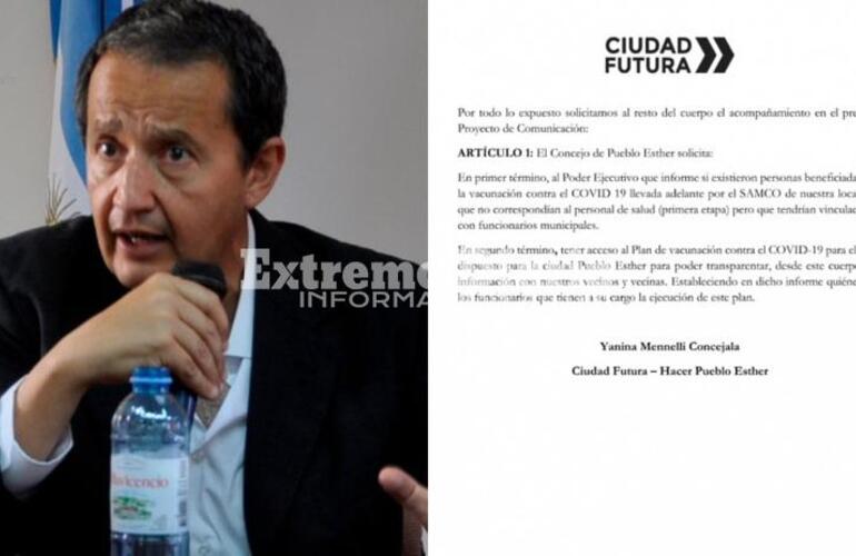El diputado Del Frade y la concejala Mennelli solicitan saber qui&eacute;n se vacun&oacute;.