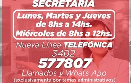 Imagen de Nuevos horarios atenci&oacute;n de la Secretar&iacute;a y nueva l&iacute;nea telef&oacute;nica
