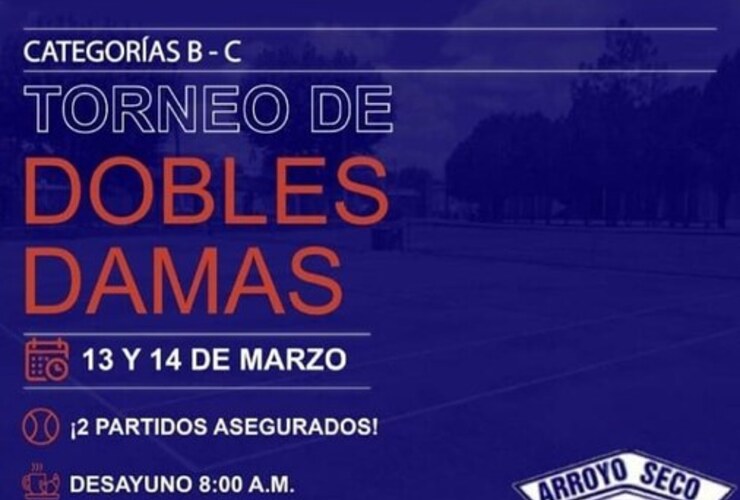 Imagen de Los días 13 y 14 de marzo, Torneo de tenis de Dobles Damas en A.S.A.C.