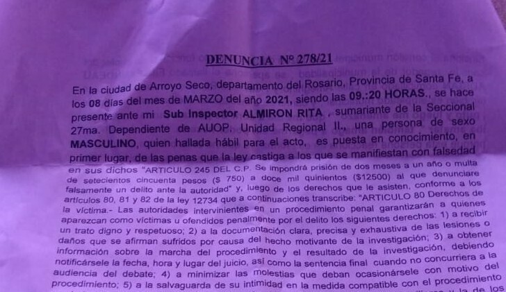 La denuncia fue radicada esta ma&ntilde;ana