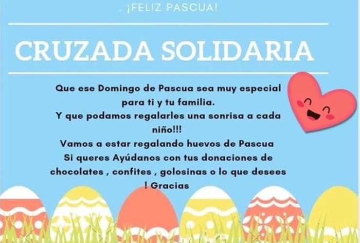 Imagen de Cruzada solidaria: Se lanza colecta para fabricar huevos de pascua