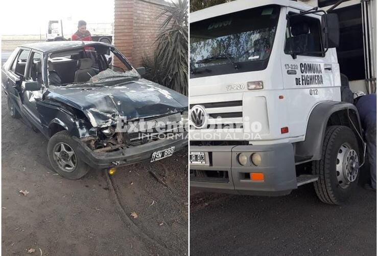 Imagen de Accidente vehicular en el ingreso al barrio Azahares en Fighiera