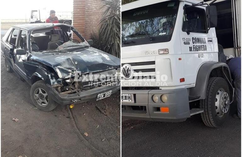 Imagen de Accidente vehicular en el ingreso al barrio Azahares en Fighiera