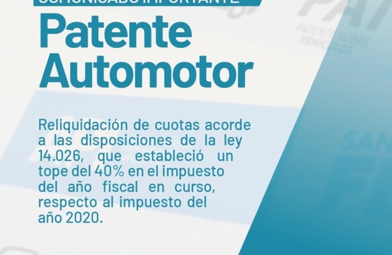 Imagen de Comunicado importante: Patente automotor