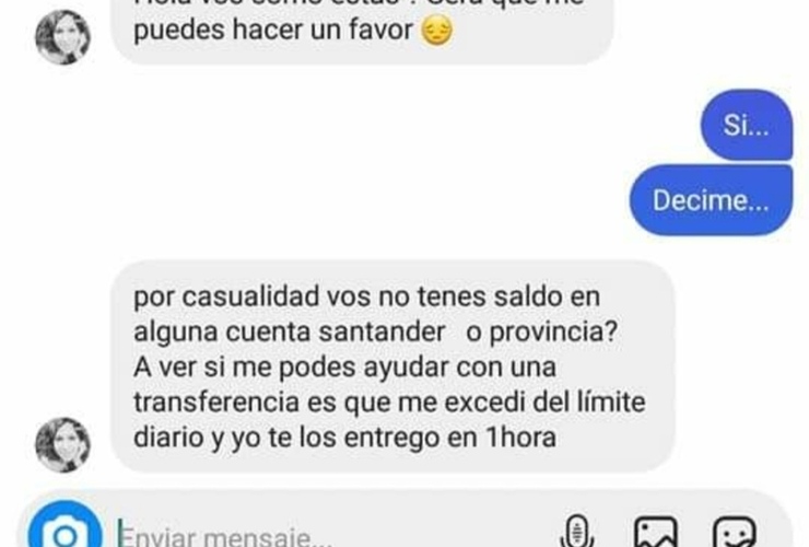 Captura de pantalla de uno de los chats con sus contactos