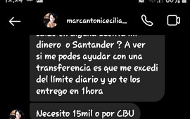 Captura de la conversaci&oacute;n iniciada por la persona que hacke&oacute; la cuenta de Cecilia