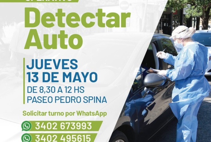 Imagen de Covid 19: Mañana nuevo Detectar Auto en el Paseo Pedro Spina