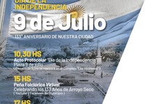 Imagen de 9 de julio: Acto oficial, peña virtual e intervenciones artísticas por el Día de la Independencia y el 133° Aniversario de Arroyo Seco