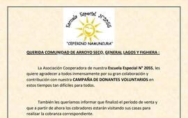 Imagen de Comunicado de la Escuela Especial N&deg; 2055 Ceferino Mamuncur&aacute;
