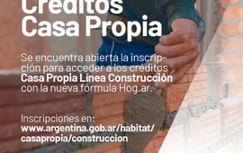 Imagen de Cr&eacute;ditos Casa Propia: Abierta la inscripci&oacute;n para la l&iacute;nea de construcci&oacute;n