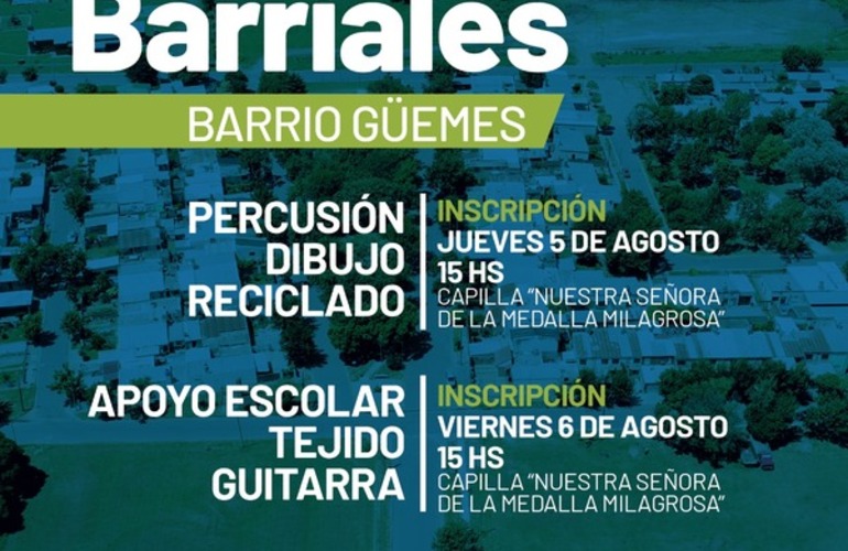 Imagen de Inscripciones Talleres Culturales en el Barrio Güemes