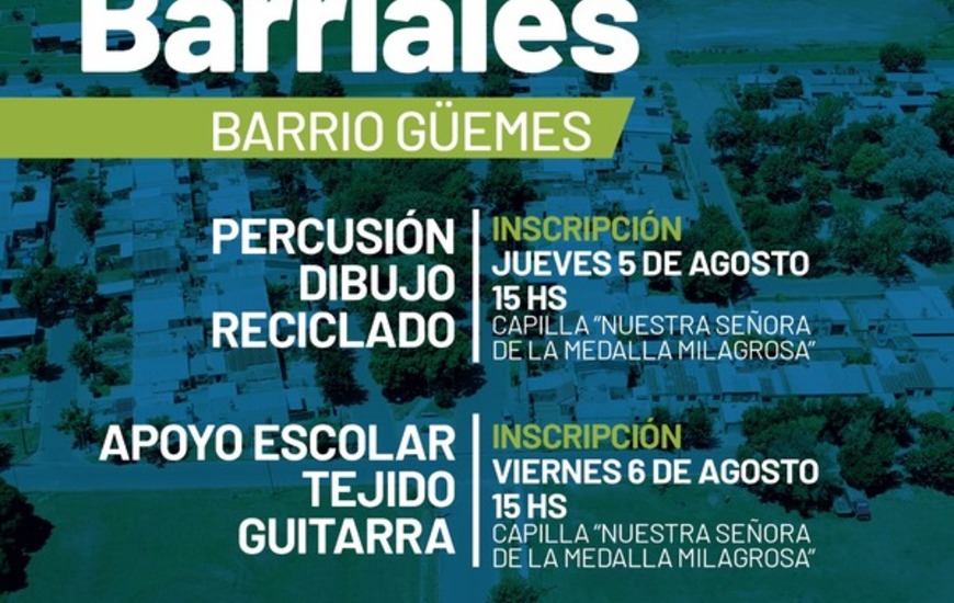 Imagen de Inscripciones Talleres Culturales en el Barrio G&uuml;emes
