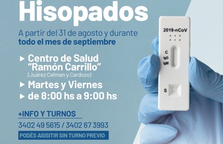 Imagen de El Operativo de Hisopados continuará en el Centro de Salud "Ramón Carrillo"