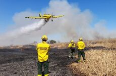 Imagen de Aviones agrícolas combaten los focos de incendio en Santa Fe