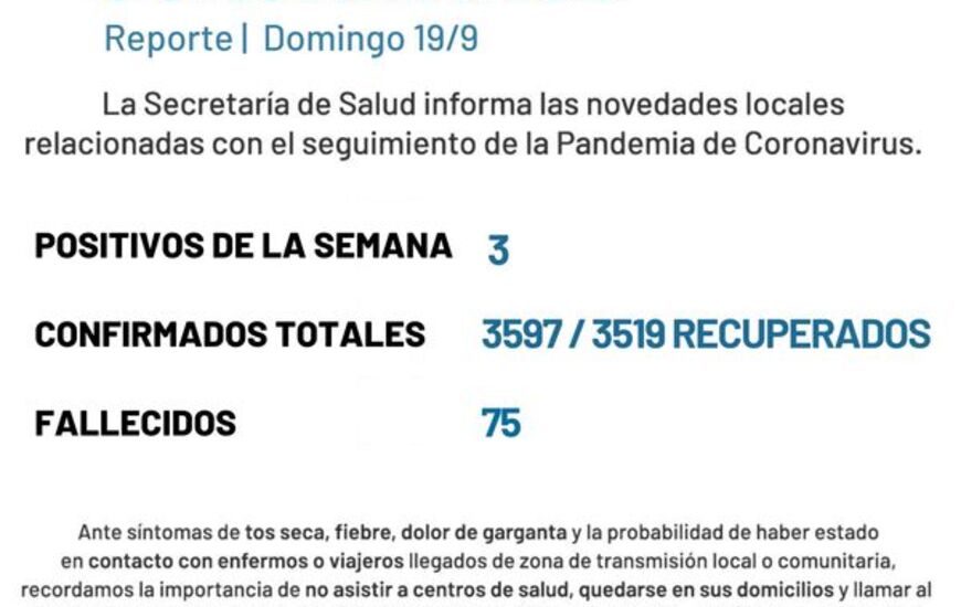 Imagen de Reporte semanal casos covid en Arroyo Seco