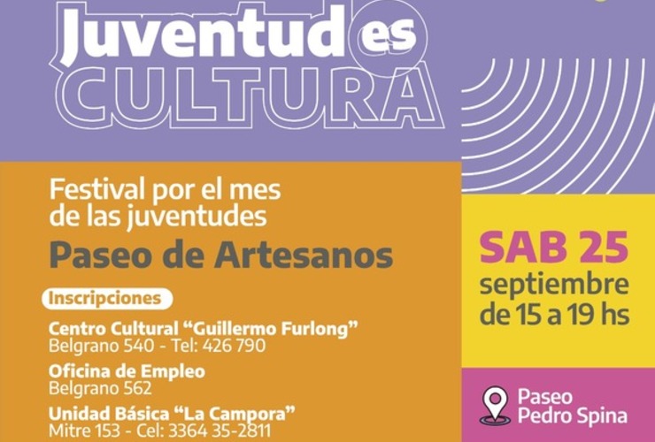 Imagen de Inscripción para el paseo de artesanos de "Juventud es Cultura", el Festival por el mes de las Juventudes