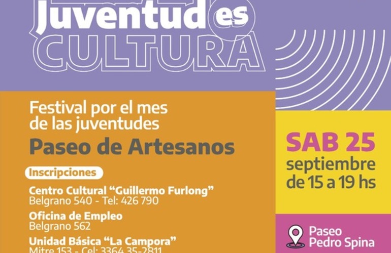 Imagen de Inscripción para el paseo de artesanos de "Juventud es Cultura", el Festival por el mes de las Juventudes