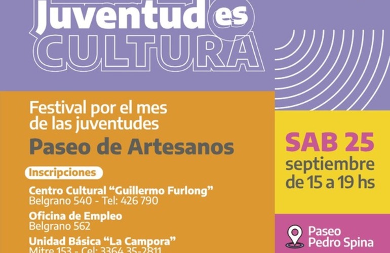 Imagen de Inscripción para el paseo de artesanos de "Juventud es Cultura", el Festival por el mes de las Juventudes
