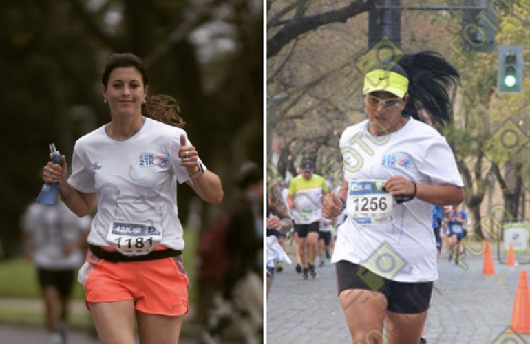 Imagen de Anabella Robaina y Luciana P&eacute;rez, corrieron la Marat&oacute;n 42K de Rosario y son las primeras de Fighiera en hacerlo.