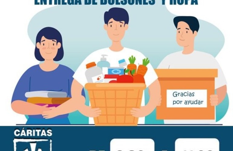 Imagen de Cáritas: Entrega de bolsones y ropa