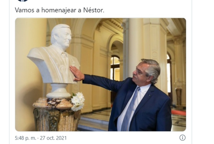 Imagen de Alberto Fernández fue el único orador en el acto de homenaje a Néstor Kirchner