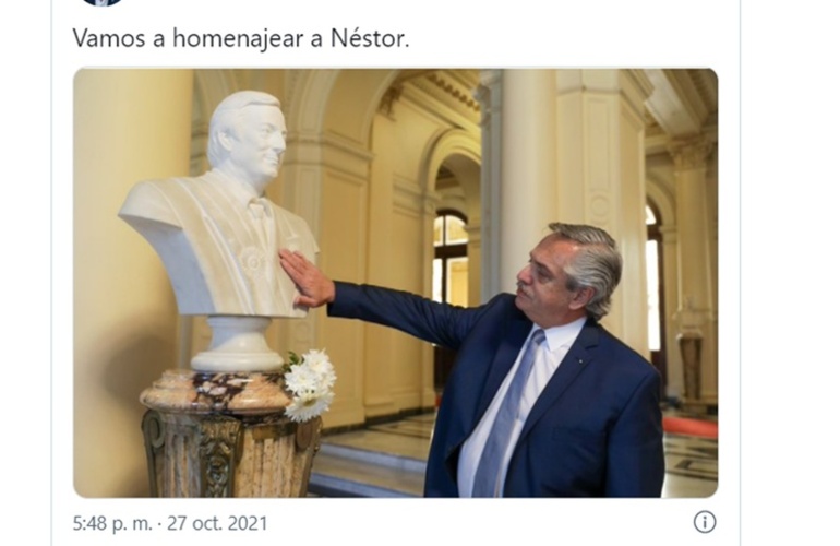 Imagen de Alberto Fernández fue el único orador en el acto de homenaje a Néstor Kirchner