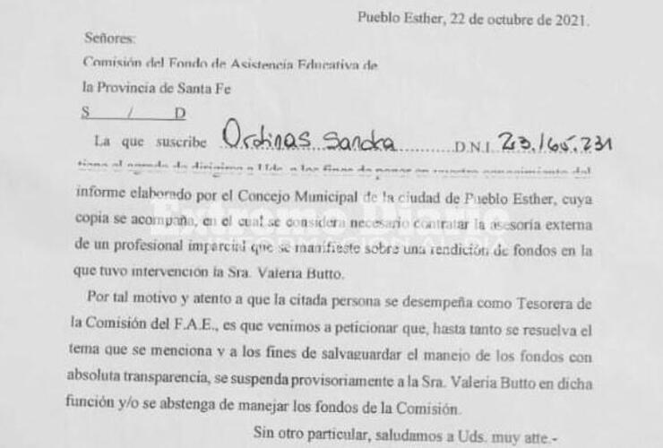 La concejala Ordinas solicitó la desvinculación